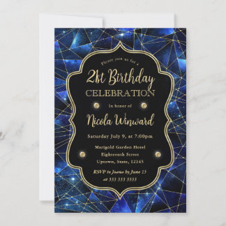 Blue Midnight Crystal Galaxy 21. Geburtstag Foto Einladung