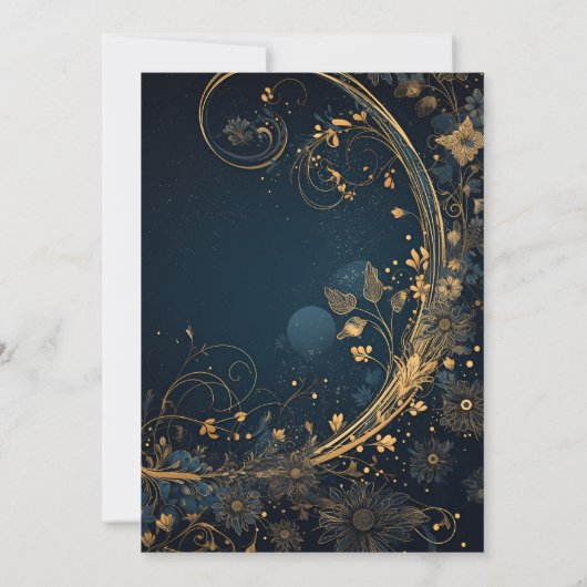 Blue Midnight Gold Celestial Brautparty Einladung (Rückseite)