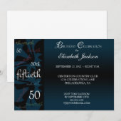 Blue Milestone 50. Geburtstagsparty Einladung (Vorne/Hinten)