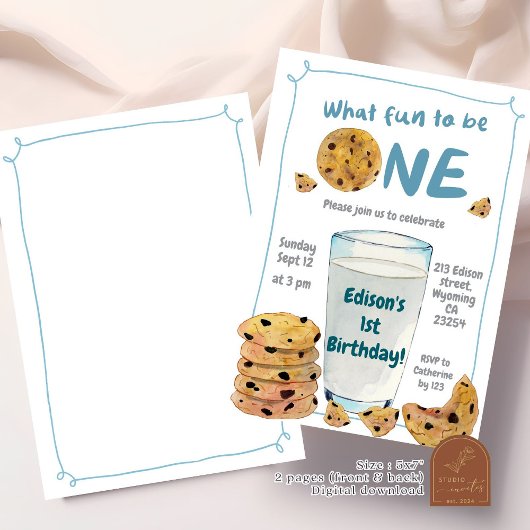 Blue Milk and Cookies Einladung