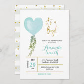 Blue Mini Balloon Baby Dusche Einladung (Vorne/Hinten)