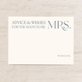 Blue Minimal Bridal Shower Advice and Wishes Begleitkarte