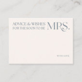 Blue Minimal Bridal Shower Advice and Wishes Begleitkarte (Vorderseite)