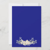 Blue Minimal Floral Gold Islamische Hochzeit Einladung (Rückseite)