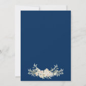 Blue Minimal Floral Gold Islamische Hochzeit Einladung (Rückseite)
