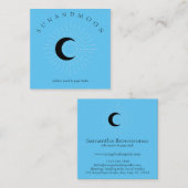 Blue Minimal Modern Celestial Sun Moon Quadratische Visitenkarte (Vorne/Hinten)