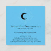 Blue Minimal Modern Celestial Sun Moon Quadratische Visitenkarte (Rückseite)