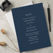 Blue Minimal Monogram Wedding Einladung