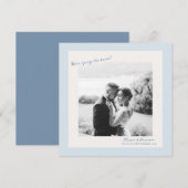 Blue Minimal Photo Wedding Save the Date Einladung (Vorne/Hinten)