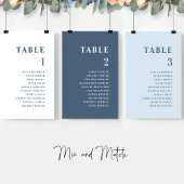 Blue Minimal, Sitzplan-Karten mit Gästennamen