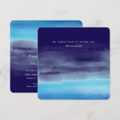 Blue Minimal Watercolor Waves Einladung (Vorne/Hinten)