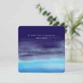 Blue Minimal Watercolor Waves Einladung (Stehend Vorderseite)