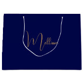 Blue minimalist custom name  große geschenktüte (Vorderseite)