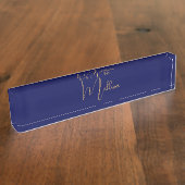 Blue minimalist custom name  namensplakette (Seite)