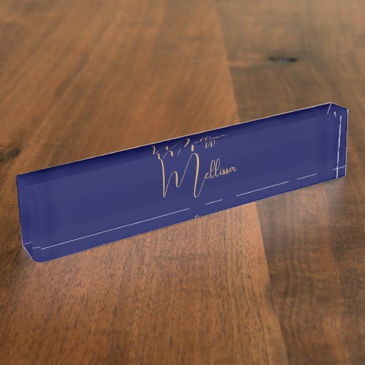 Blue minimalist custom name namensplakette (Seite)
