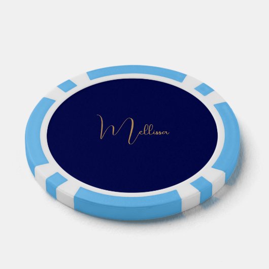 Blue minimalist custom name pokerchips (Einzeln)
