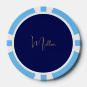 Blue minimalist custom name pokerchips (Vorderseite)