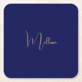 Blue minimalist custom name  rechteckiger pappuntersetzer (Vorderseite)