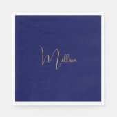 Blue minimalist custom name  serviette (Vorderseite)