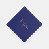 Blue minimalist custom name  serviette (Ecke)