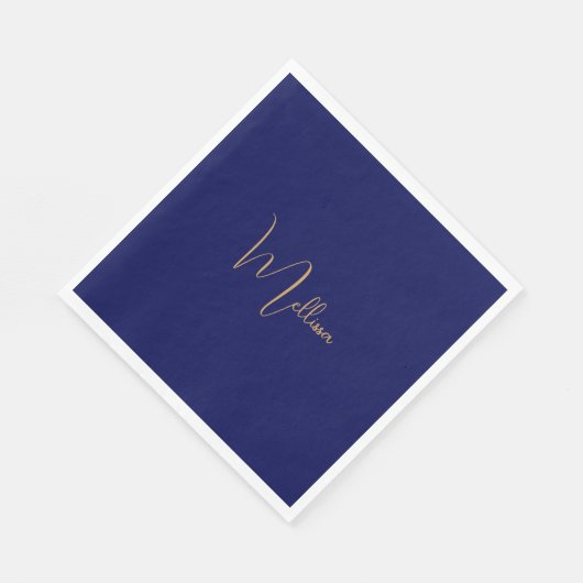 Blue minimalist custom name  serviette (Ecke)