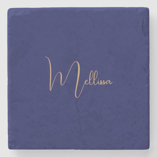 Blue minimalist custom name steinuntersetzer (Vorderseite)