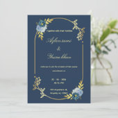 Blue minimalist Muslim wedding invitation Editable Einladung (Stehend Vorderseite)