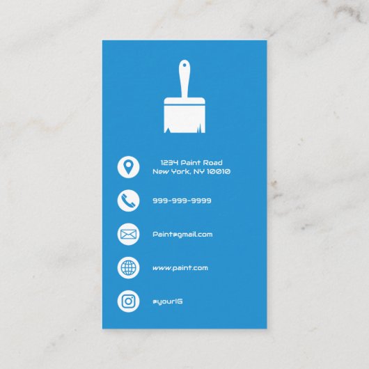 Blue Minimalist Painting Services Business Card Visitenkarte (Rückseite)