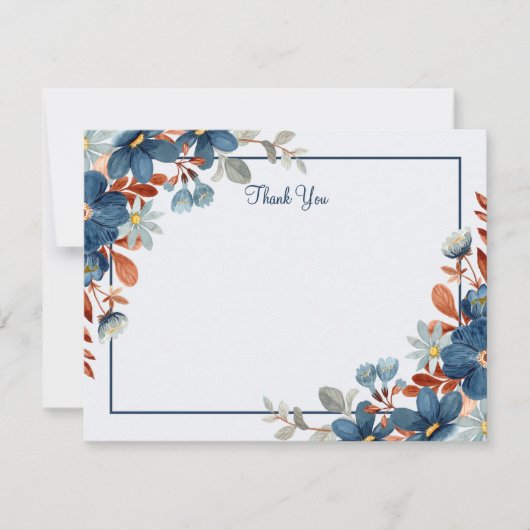 Blue minimalist Vielen Dank Mitteilungskarte (Vorderseite)