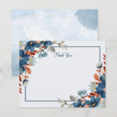 Blue minimalist Vielen Dank Mitteilungskarte (Vorne/Hinten)