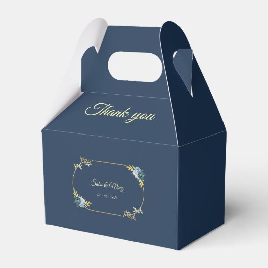 Blue Minimalist Wedding Favor Boxes Editable Geschenkschachtel (Rückseite)