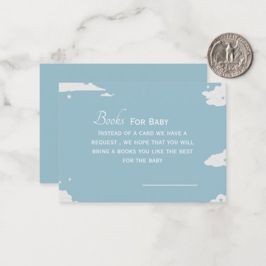 Blue Minimalistic Bücher für Babydusche Mitteilungskarte (Vorderseite/Rückseite Beispiel)