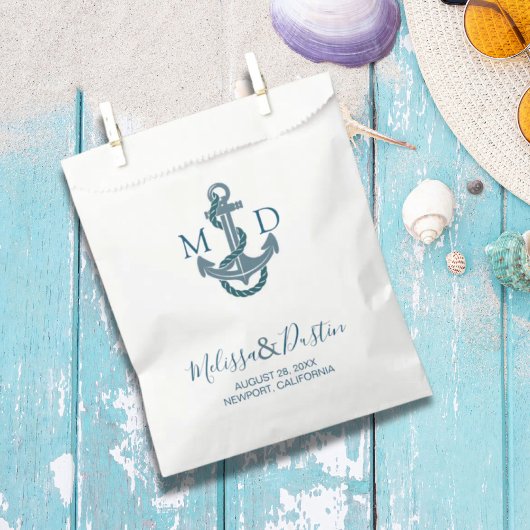 Blue Minimalistisch Beach Anchor Nautical Wedding Geschenktütchen