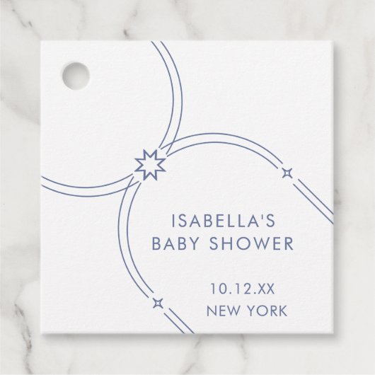 Blue Minimalistisch Boho Arch Baby Dusche Geschenkanhänger (Vorderseite)