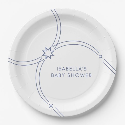 Blue Minimalistisch Boho Arch Baby Dusche Pappteller (Vorderseite)