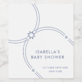 Blue Minimalistisch Boho Arch Baby Dusche Weinetikett (Einzelnes Label)