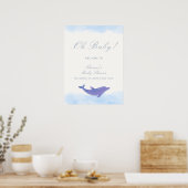 Blue Minimalistisch Boho Dolphin Baby Dusche Willk Poster (Küche)