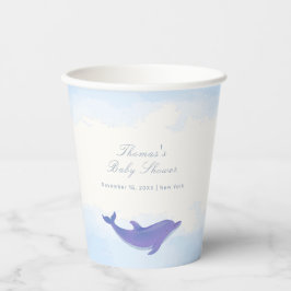 Blue Minimalistisch Boho Ocean Dolphin Baby Dusche Pappbecher