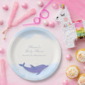 Blue Minimalistisch Boho Ocean Dolphin Baby Dusche Pappteller (Party)