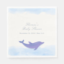 Blue Minimalistisch Boho Ocean Dolphin Baby Dusche