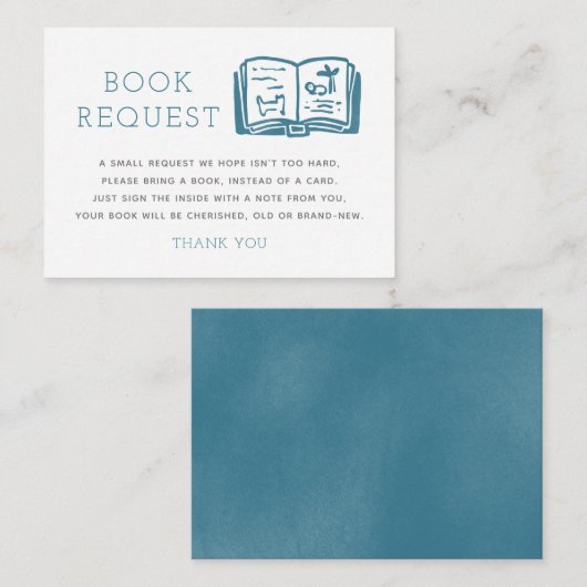 Blue Minimalistisch Book Request Encryption Card Begleitkarte (Vorne/Hinten)