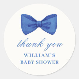 Blue Minimalistisch Bow Boy Baby Dusche Vielen Dan Runder Aufkleber