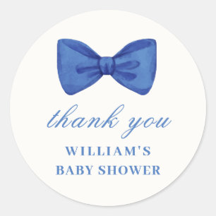 Blue Minimalistisch Bow Boy Baby Dusche Vielen Dan Runder Aufkleber
