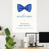Blue Minimalistisch Bow Boy Baby Dusche Willkommen Poster (Heimbüro)