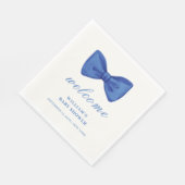 Blue Minimalistisch Bow Boy Baby Dusche Willkommen Serviette (Ecke)