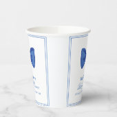 Blue Minimalistisch Bow Frame Baby Dusche Pappbecher (Links)