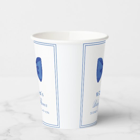 Blue Minimalistisch Bow Frame Baby Dusche Pappbecher (Links)