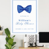 Blue Minimalistisch Bow Frame Baby Dusche Willkomm Poster (Heimbüro)