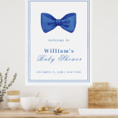 Blue Minimalistisch Bow Frame Baby Dusche Willkomm Poster (Küche)