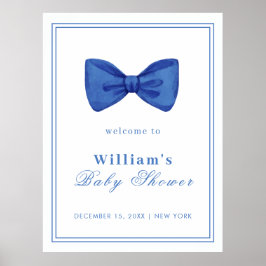 Blue Minimalistisch Bow Frame Baby Dusche Willkomm Poster